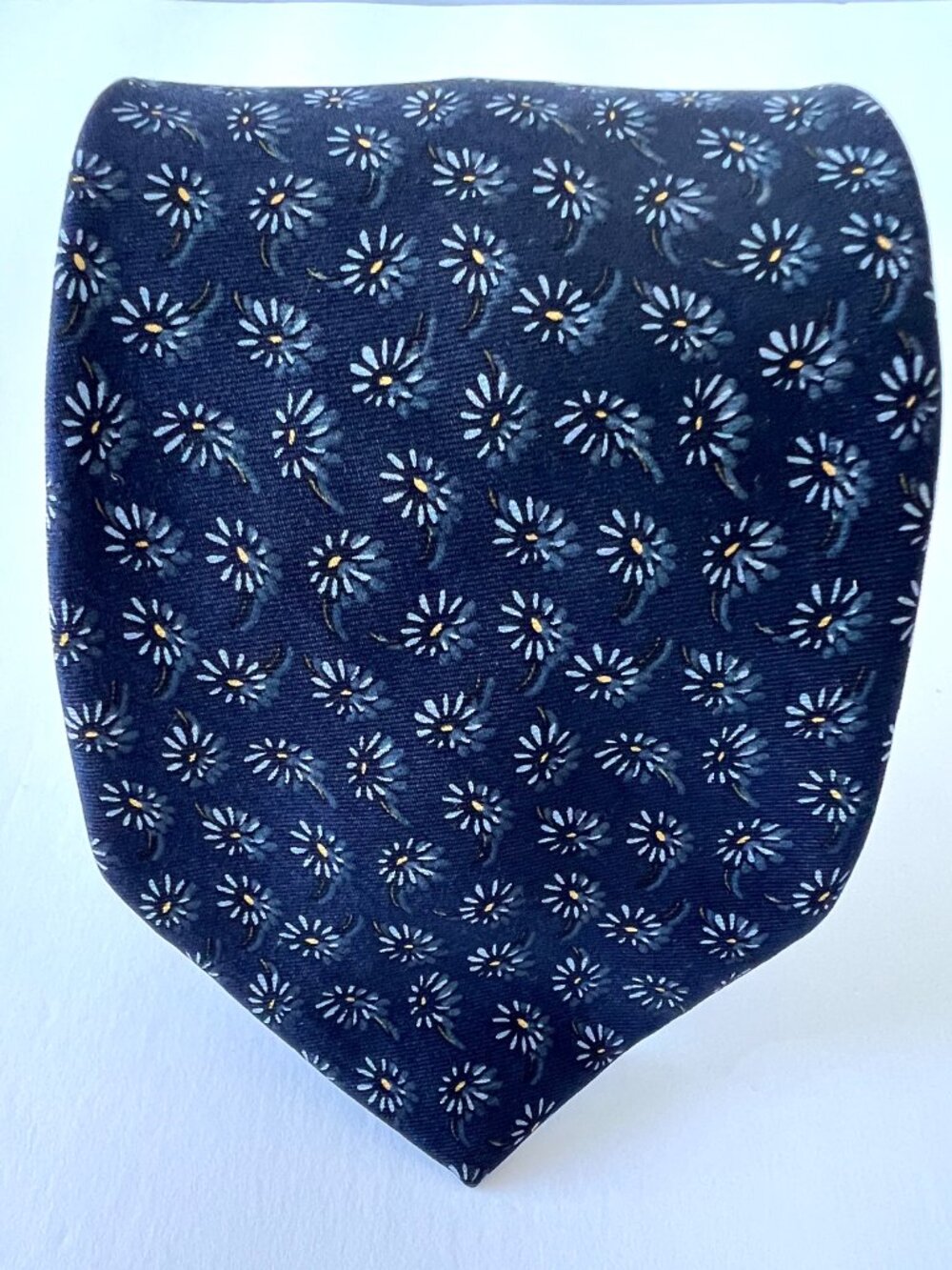 Tommy Hilfiger Blue Floral Tie, Italian Silk, Made in the USA